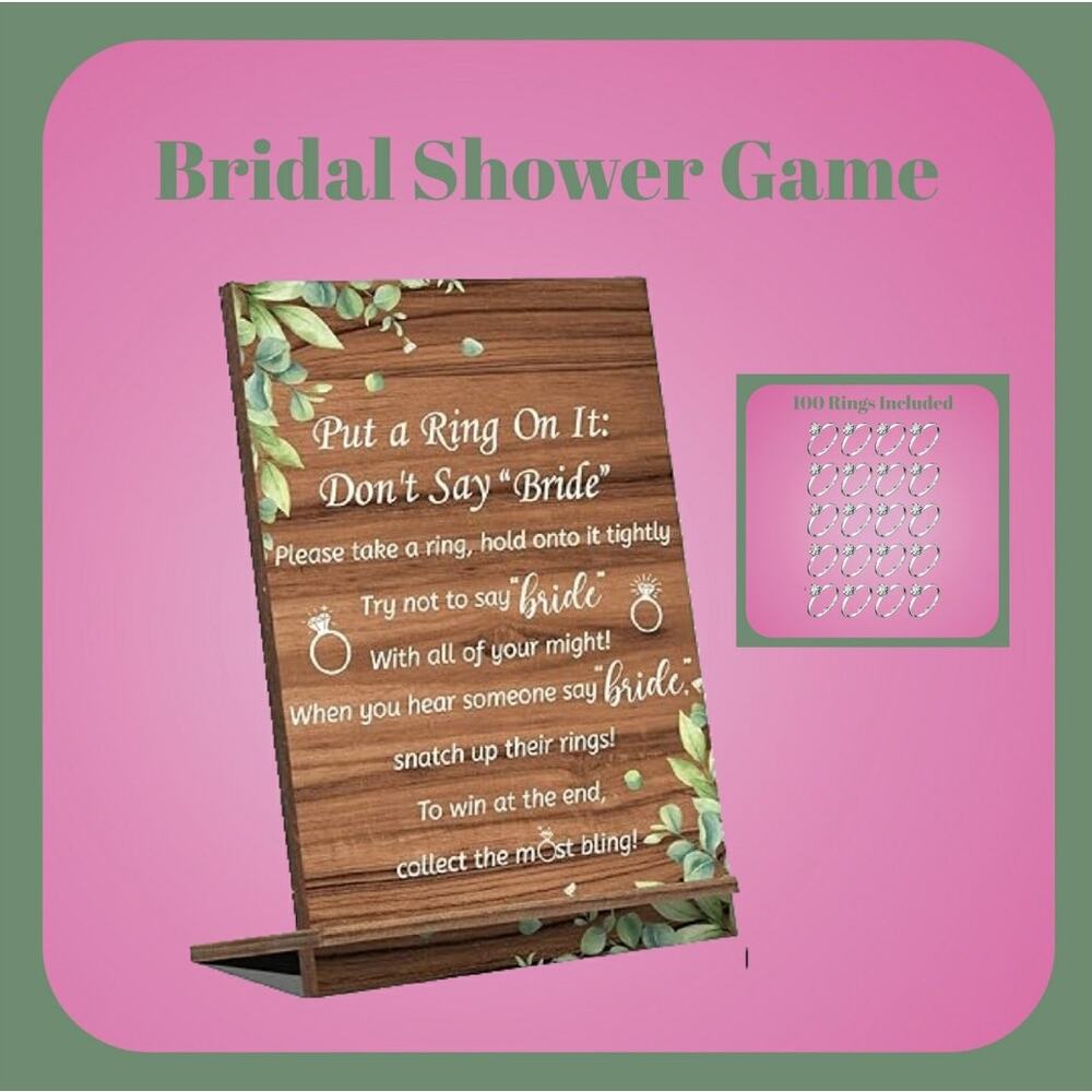 Put A Ring On It Bridal Shower Wedding Game with 100 Fake Diamond Silver Rings